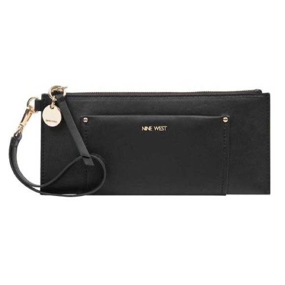 NWT Nine West Elongated Wristlet Accessory in Black Handbag Purse Clutch Gift - Picture 1 of 10